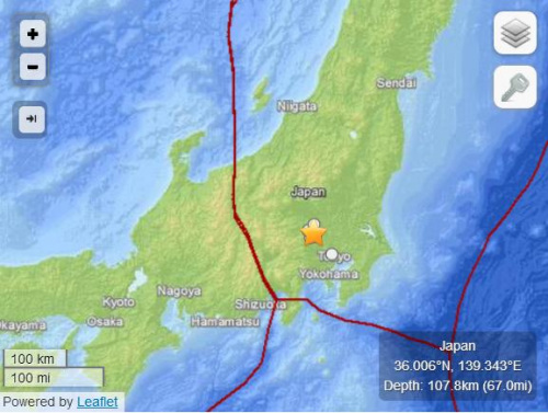 日本琦玉縣發(fā)生4.7級(jí)地震震中距東京47公里